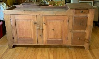 Rare Find Unusually Large Primitive Americana Antique Pine Dry Sink Aafa