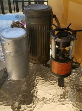Vintage 1944 Wwii Era U.  S.  Military Coleman Stove With Thin & Thick Metal Cases.
