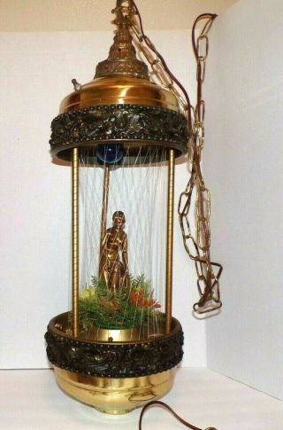 Vtg Nude Greek Goddess Mineral Oil Rain Swag Hanging Lamp Light