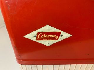 Coleman Red Snowlite Diamond Logo Cooler | Vintage 1960 ' s | Great Patina | 18 