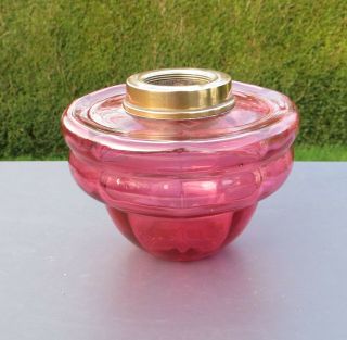 Pink / Cranberry Glass Drop In Oil Lamp Font/fount With Duplex Screw Collar