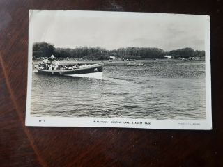 On Boating Lake,  Stanley Park,  Blackpool 1955.  Vintage Real Photo Postcard
