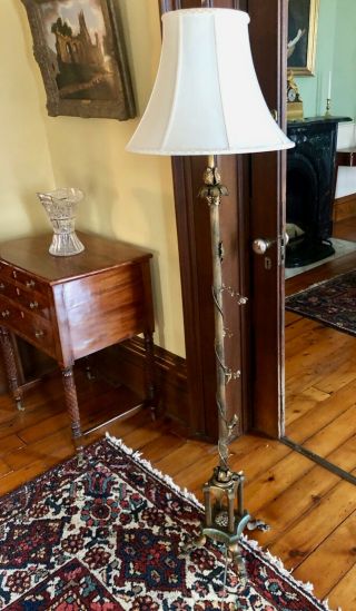 High Style Antique Vintage Art Deco Cast Iron Floor Lamp Art Nouveau