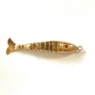 9ct Vintage Gold Articulated Fish Charm