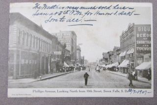 Sioux Falls South Dakota Phillips Av.  Looking North From 10th St.  Circa 1907
