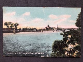 Vintage Postcard Tp2631: Trent ‘shewing’ Embankment Notts: Posted 1905 Xmas Day