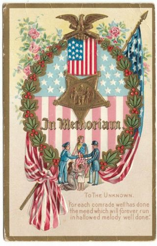 Vintage Decoration Day S.  H.  Knox & Co.  No.  1 Postcard In Memoriam To The Unknown