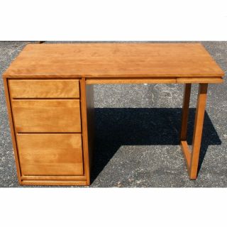 Russel Wright For Conant Ball Company Mid - Century Modern Solid Birch Desk