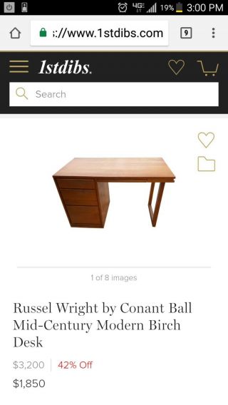 Russel Wright for Conant Ball company Mid - Century Modern solid birch desk 4