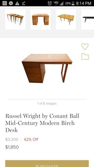 Russel Wright for Conant Ball company Mid - Century Modern solid birch desk 5