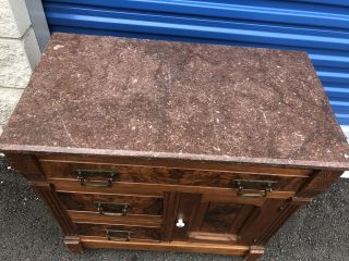 Antique Victorian Marble - Top Walnut Commode Washstand 2