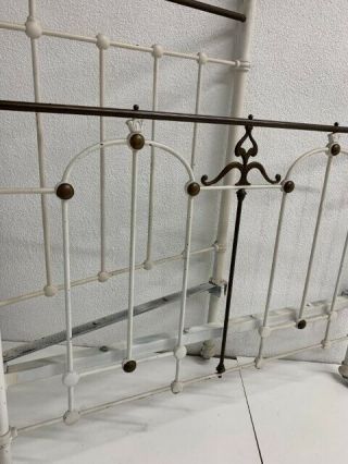 Vintage Full Size Iron & Brass Bed Frame With Hitches