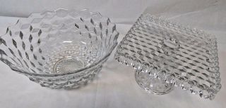 Vintage Fostoria American Crystal Glass Punch Bowl With Cake Stand Base