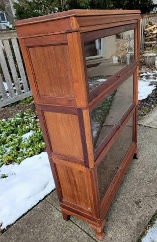 Antique Macey Barrister 3 Stack Bookcase Mahogany 3 Sections w Base & Top 6