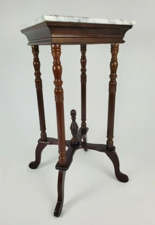Vintage Empire Marble Top Pedestal Table Plant Stand Mahogany
