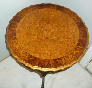 1905 Carved Antique Hall Table Birds Eye Maple Banded Inlay