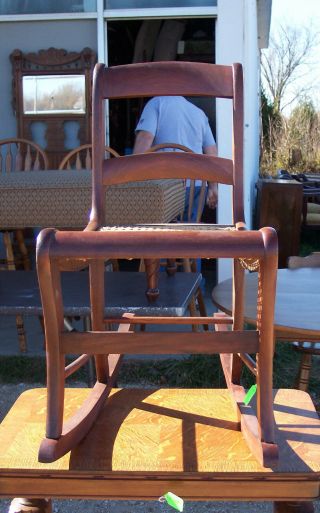 Caned Walnut Sewing Rocker / Rocking Chair (r121)