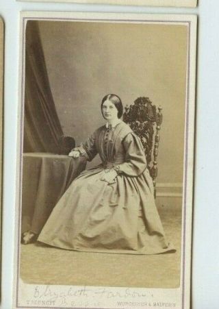 Vintage Cdv Elizabeth Fardow ? By T.  Bennett Photographer,  Worcester (b116)