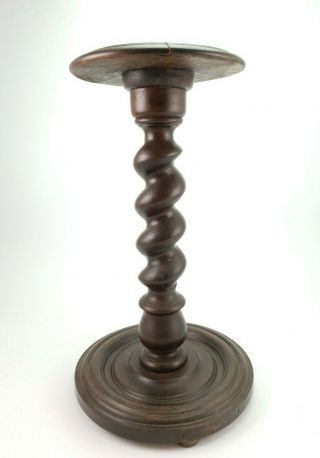 Antique Solid Barley Twist Carved Wooden Side Occasional Table Pedestal