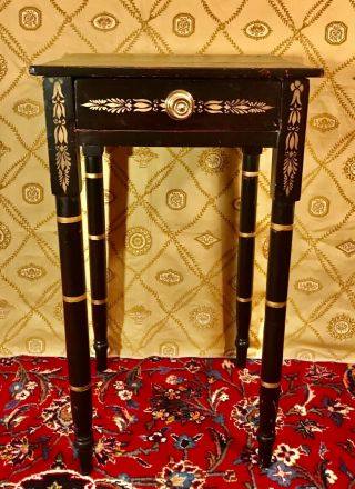 Antique Hitchcock Style Sheraton Side Table Parcel Gilt And Stenciled