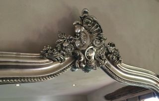 Antique Silver Ornate French Arch Scroll Dress Floor Leaner Wall Mirror 7ft 3