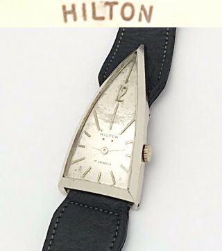 Vintage 1950s Pascal Hilton Triangle Men’s Mechanical Wristwatch Space Age Mcm