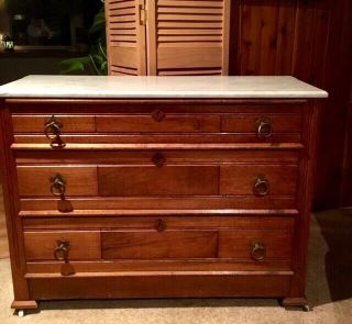Antique Victorian Dresser/chest Of Drawers With Marble Top Circa 1900