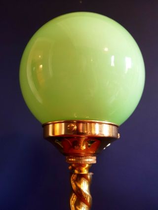 1930s ART DECO TABLE DESK / LAMP BRASS STEM.  ICONIC GLOBE GLASS SHADE 4