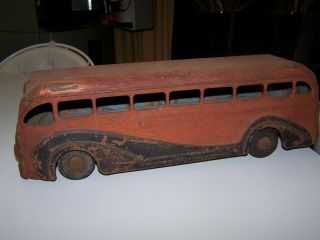 Vintage Antique Kingsbury Pressed Steel Wind - Up Passenger Toy Bus - Large