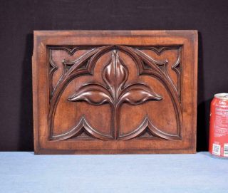 Antique Neo Gothic Carved Architectural Trim Panel In Solid Walnut Wood Salvage