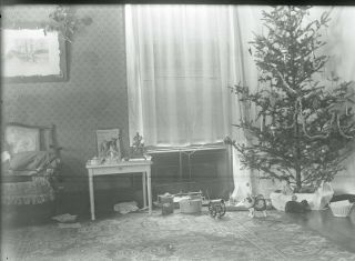 Glass Negative Christmas Tree Old Lights Toys 1890 5 X 7 Ice Cream Maker