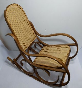 Vintage Bentwood Rocking Chair Rocker Cane Italy Mid Century Modern Thonet Style