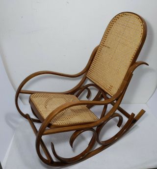 Vintage Bentwood Rocking Chair Rocker Cane Italy Mid Century Modern Thonet STYLE 2