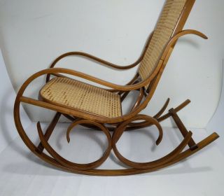 Vintage Bentwood Rocking Chair Rocker Cane Italy Mid Century Modern Thonet STYLE 5