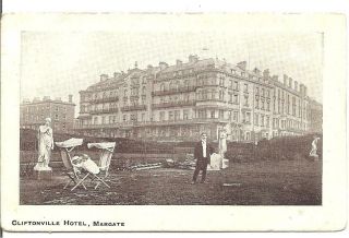Rare Vintage Animated Postcard,  The Cliftonville Hotel,  Margate,  Kent,  1910