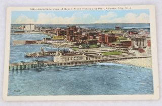 Aerial View Hotels Pier Atlantic City,  Jersey Vintage Antique Postcard