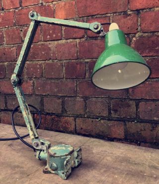 Antique Industrial Enamel 3 Arm Anglepoise Light Engineers Edl Rare Pwo & Vgc