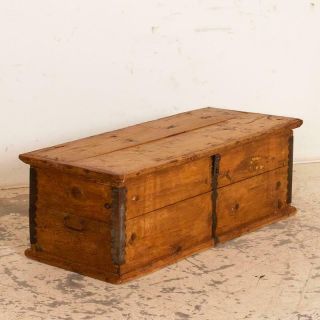 Antique Small Pine Trunk Or Narrow Box