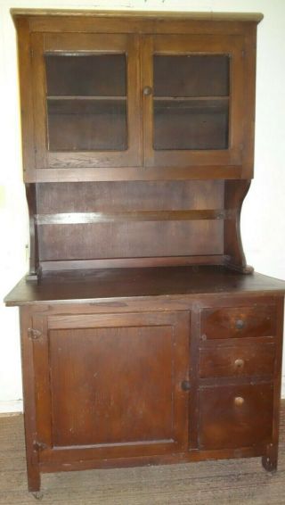 Antique Hoosier Kitchen Cabinet Hutch Style Bread Drawer Early 1900 