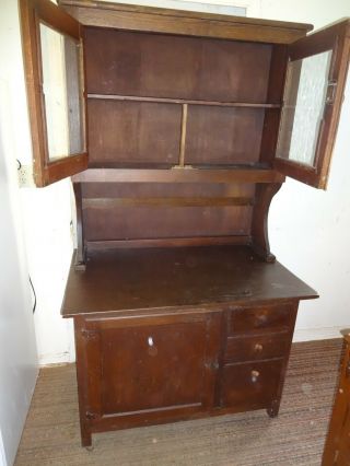 Antique HOOSIER KITCHEN CABINET Hutch Style Bread Drawer Early 1900 ' s Wood SW Oh 2