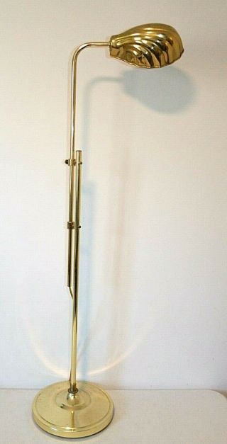 Vintage Alsy Mid - Century Modern Brass Clam Shell Floor Lamp Adjustable Height