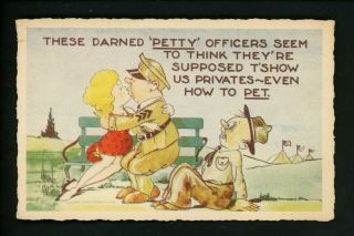 Military Comic Vintage Postcard Wwii World War 2 Army Soldier Sexy Lady Dexter