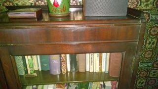 Three door wood bookcase with glass,  early 20th century. 2