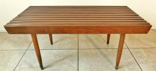 Antique/vintage Mid Century Modern 36 " Solid Wood Slat Bench Coffee Table