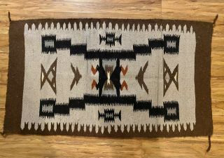 Vintage Native American Indian Navajo Hand Made Wool Rug 54.  5” X 31”