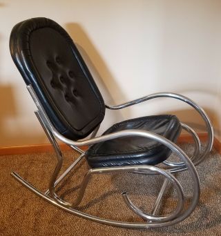 Vintage Mid Century Modern Tubular Chrome Thonet Styled Rocking Chair