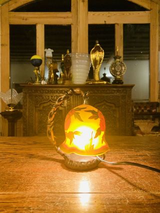 Galle Style Table Lamp,  Cameo Glass