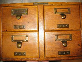 Antique Library Bureau Sole Makers 4 Drawer Stacking Desk Top Card File Cabinet