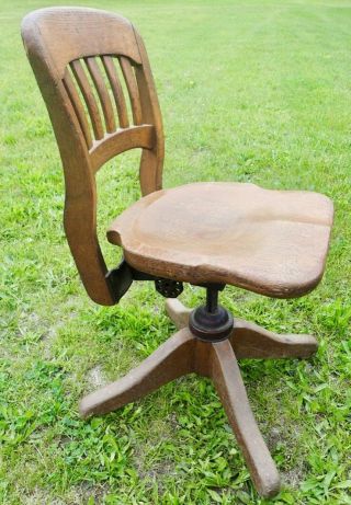 Antique B.  L.  Marble Chair Co Bedford Ohio Usa Banker Rolling Office Swivel Chair