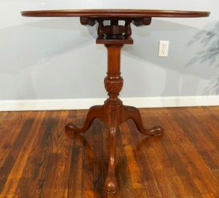Antique Chippendale Mahogany Carved Tilt Top Tea Table Handmade Early 1900s